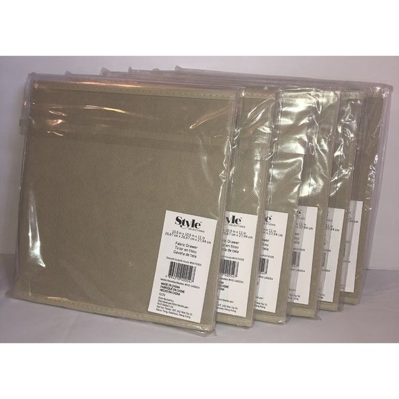 Style selection fabric drawers 6 Pack 10.5”x10.5”11” Beige New - Picture 2 of 9